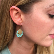 Load image into Gallery viewer, model wearing mint green with gold dots